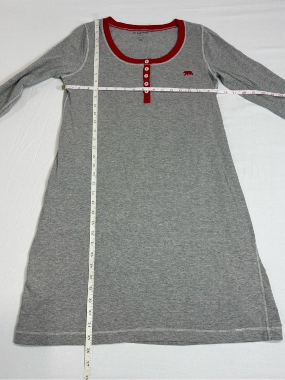 Little Blue House by Hatley Bear Henley Sleepshirt Nightdress Grey Medium - 591 - Picture 3 of 6